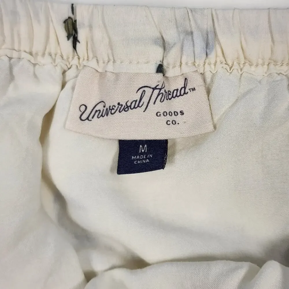 Universal‎ Thread Floral Ruffle Skirt M Cream Blue Cottagecore Boho
